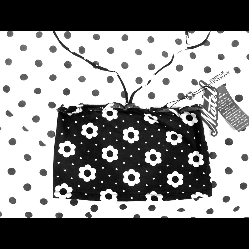 Motel BW Flower and Dot Crop Top S (more like XXS)